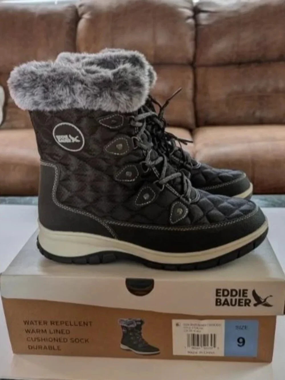 Eddie Bauer Women's Sterling Faux Fur Trim Snow Boot, Size 9 - New in Box